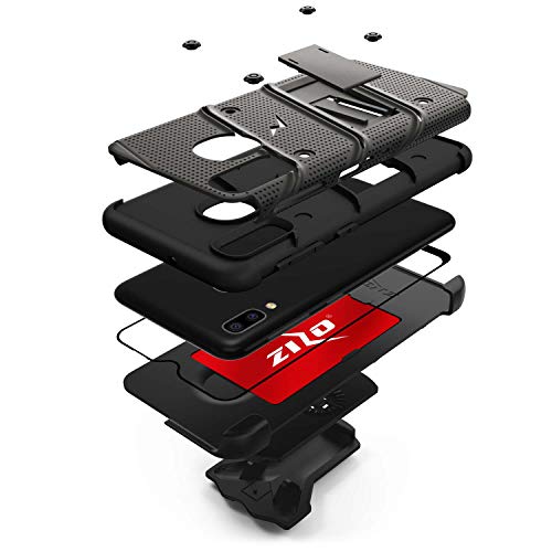 ZIZO Bolt Series for Samsung Galaxy A20 Case | Heavy-Duty Military-Grade Drop Protection w/Kickstand Included Belt Clip Holster Tempered Glass Lanyard Galaxy A50 - Metal Gray