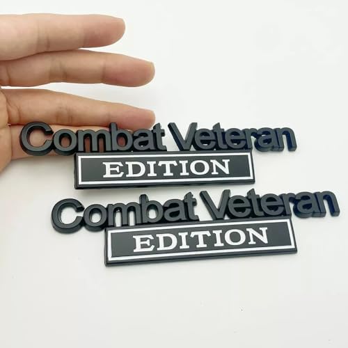 Image of Pair Set Combat Veteran Edition Emblem 3D Badge Raised Decals Exterior Truck Stickers Replacement for Universal Vehicle, SUV, Motorcycle, (Black White)
