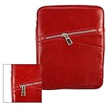 Emartbuy® Rot Crossbody Reisen Messenger Bag Tasche Hülle in Premium PU Leder mit gepolsterten Innenraum und Schulterriemen für geeignet Sony Xperia Z3 Tablet Compact 8' Zoll