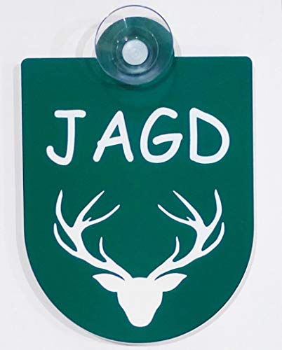 Hinweis Schild Saugnapfschild Jagd Jagdbetrieb Gravur Grün Kunststoff 90x125mm (Jagd)