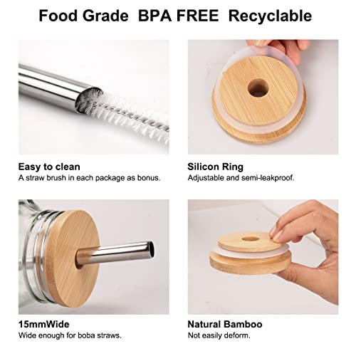 Amzfan Mason Jar With Lid And Straw, 2 Pack 20 Oz Mason Jars With Handle, Mason Jar Cups, Drinking Glasses Tumbler Reusable Boba Cups Smoothie Water Bottles For Iced Coffee, Milkshake, Smoothie, Tea #TOP5