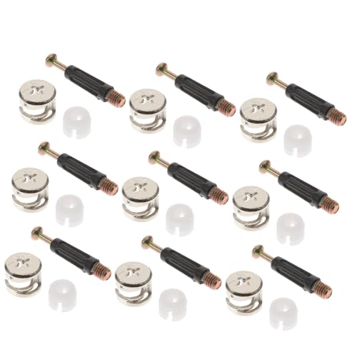 MUELODSIC 100 juegos Conectores para Muebles con Tuercas Excéntricas y Pasadores Preinsertados Herrajes de Aleación de Zinc y Nylon Alta Resistencia para Paneles de Armarios Estanterías