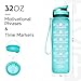 Elvira 32oz Large Water Bottle with Motivational Time Marker & Removable Strainer,Fast Flow BPA Free Non-Toxic for Fitness, Gym and Outdoor Sports-Mint Green
