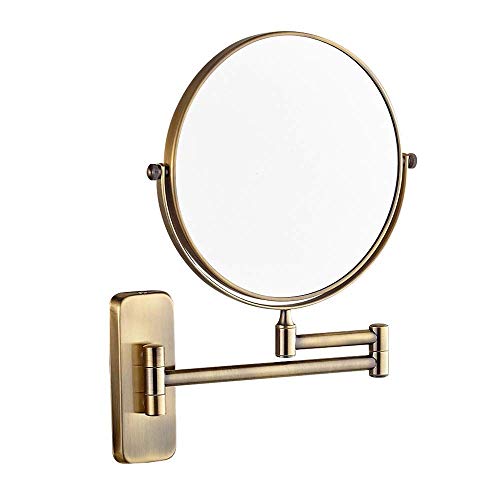 DAHSLNWKN 8 Inch Bathroom Vanity Mirrors, Wall Mounted Magnifying Sturdy Double Sided Adjustable Cosmetic Shaving Makeup(Bronze,5X)