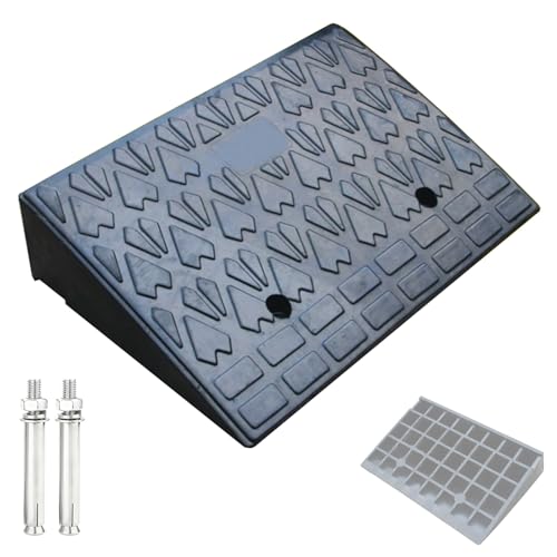 Rampa umbral de goma para entrada de vehículos, con tanque de agua y 2 tornillos, 23,6 x 15,7 x 5,5 pulgadas, capacidad de 22000 libras, para automóviles, montacargas y camiones miniatura 1