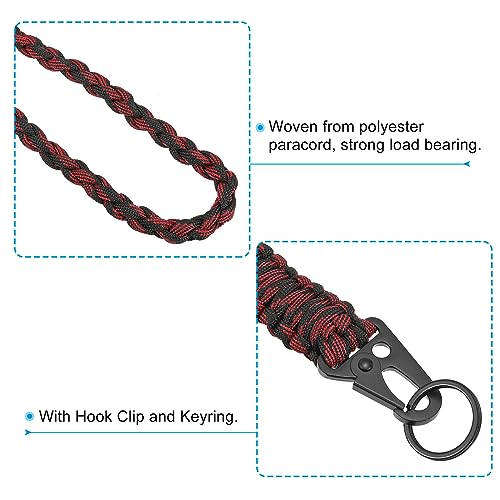 PATIKIL 21.7 Inch Paracord Neck Lanyard Keychain, Braided Strong Lanyard with Hook Clip and Key Ring for Outdoor Activities Black&Red - Image 4