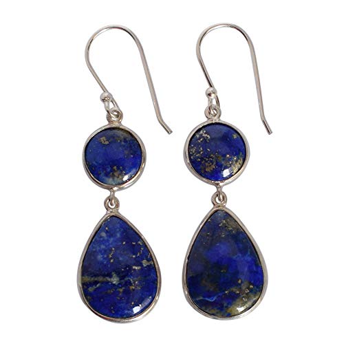 Boucles d'oreilles lapis-lazuli en argent sterling anti-allergie faites à la main