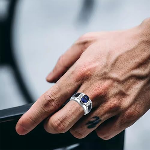 2CT Oval Cut Gemstone with Moissanite Side Stone Engagement Rings for Men Silver 10K 14K 18K Gold Birthstone Wedding Band Anniversary Luxury Men's Rings Jewelry Gifts for Him4