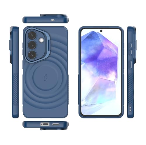 Image of LuxuryKase Shockproof Case for Samsung Galaxy S26 | Ripple Pattern | Camera Protection | Inner Velvet Fabric Lining | Protective Cover with Enhanced Grip & Wireless Charging Support - Blue