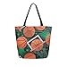 Sportkorb Ball Canvas Tote Bag Lebensmittel Handtasche Schultasche Große Wiederverwendbare Einkaufstasche Schultertasche mit Reißverschlusstasche für Frauen Mädchen