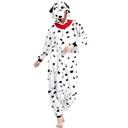 FeMereina Disfarce unissexo de desenhos animados para adultos, Halloween, Natal, roupa de dormir, roupa de pelúcia para cosplay, Dalmata