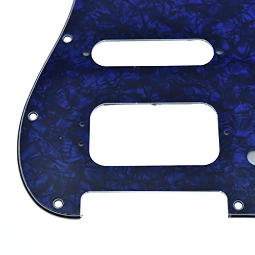 Image of Dopro 11-Hole Strat HSS Guitar Pickguard 3-Screw Humbucking Pickup Mount Fits American FD Stratocaster Blue Pearl
