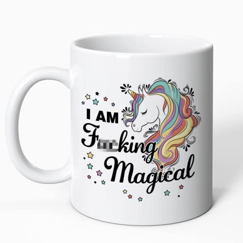 I AM FKING MAGICAL - 11 Oz Funny Coffee Mug, Funny Novelty Coffee Mug, Funny Gifts for Women, Gag Gifts, Funny Birthday or Christmas Gift, White Elephant Gag Gifts