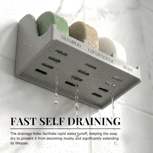 Image of Soap Holder for Shower Wall, 3-Compartment Soap Dish [Patent Pending]