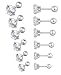 YOVORO 6 Pairs 18-20G Stainless Steel Stud Earrings for Men Women Cartilage Ear Piercings Helix Tragus Barbell 3-8mm