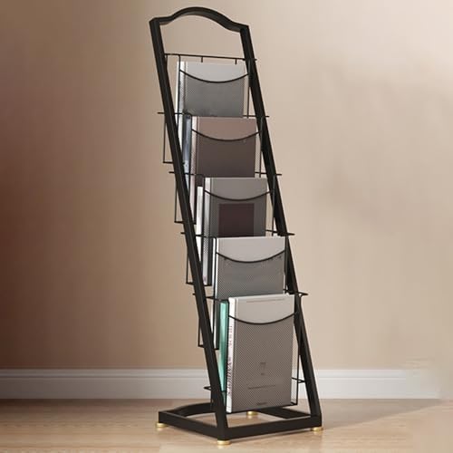 Multi-Pocket Metal Literature Stand - Organize Newspapers & Magazines in Offices, Public Spaces & Waiting Areas - Durable, Stylish Design for Enhanced Accessibility