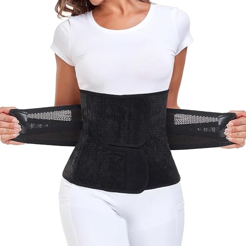 MAMODY Ceinture post accouchement, Gaine post accouchement, ceinture post partum, ventre plat gaine post-partum, Ceinture ventrale post-partum (Noir, L)