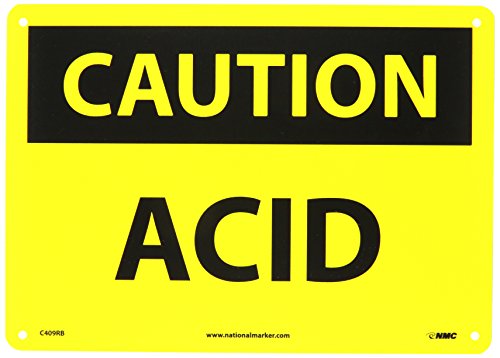 Panneau de sécurité ATTENTION ACIDE rigide NMC C409RB signalisation jaune 35x25cm