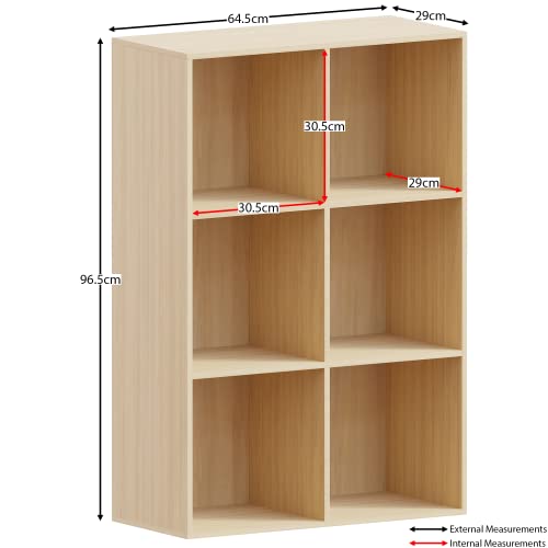 Vida Designs Durham Cube Bookcase Storage Organiser Living Room Bookshelf Home Office Furniture (6 Cube, Oak) - Image 3