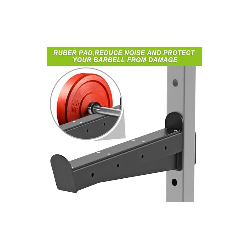 Kipika Safety Spotter Arms and J-Hooks for 2" x 2" and 3" x 3" Power Racks - Heavy Duty Barbell Holders and Catches with Rubber Pads - Power Rack Attachments for Squat, Bench Press and More - Image 8