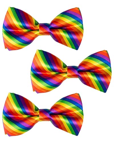 TPZORJX 3 pcs Regenbogen Fliege,regenbogen kostüm accessoires,Clown Kostüm Zubehör, LGBTQ Accessoires, CSD, Gay Pride Mottoparty, Kasper Fasching, Karneval, Halloween,Valentinstag,Bunte Kostümfliege