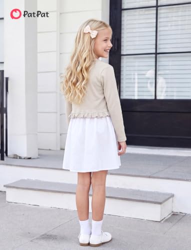 Image of PATPAT Girls Cardigan Bolero Size 4-12 Years Kids Knit Long Sleeve Ruffle Open Front Button Cover Up Cropped Tops for Girls