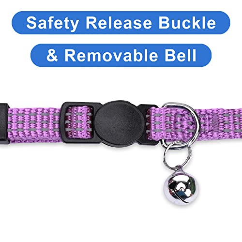 Pawtitas Reflective Cat Collar With Safety Buckle And Removable Bell Cat Collar Kitten Collar Purple Orchid Cat Collar #TOP2