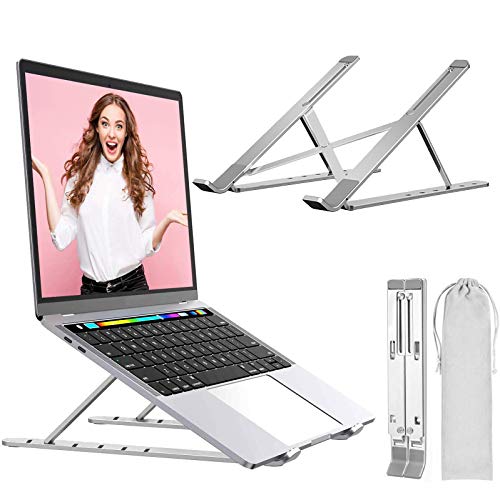 Aneralied Laptop Stand,Aluminium Alloy Adjustable Laptop Riser Ergonomic Ventilated Portable Desktop Holder Compatible with MacBook Pro, Dell, HP, Thinkpad from 10-15.6 Laptops