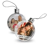 Personalisierte Weihnachtskugeln mit Foto - Weihnachtskugeln Kunststoff Transparent mit eigenem Foto - Weihnachtskugeln selbst gestalten - Christbaumkugeln - Personalisierte Geschenke (2 Stück)