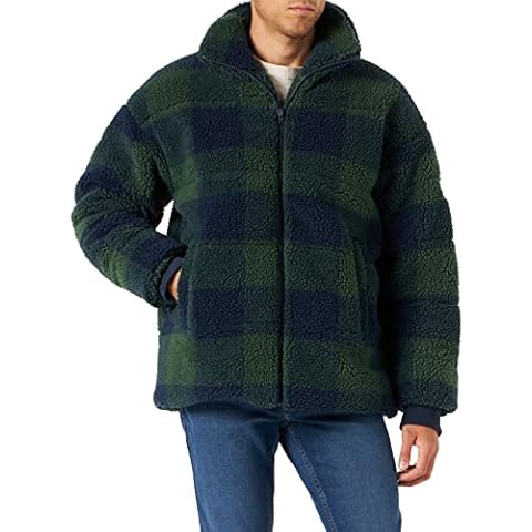 Wrangler Men's Check Sherpa Jacket, Navy, Medium Cover