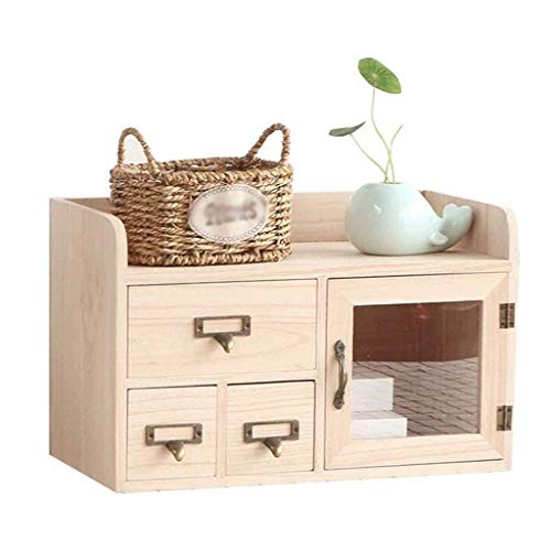 Scatola portaoggetti per organizzatori Cosmetici - Organizzatore da scrivania in Legno massello Forniture per Ufficio Custodia per Scatola portaoggetti per cancelleria Desktop con Manico in