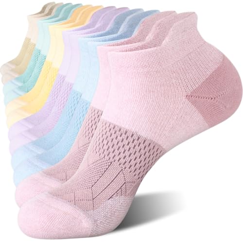 Image of FITRELL 5-6 Pairs Ankle Running Socks for Women Athletic Cushioned Low Cut Tab Sports Socks