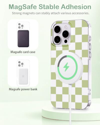 Coque iPhone 16 Pro fine et抗震 Magsafe pour éviter les rayures avec style vert - 4