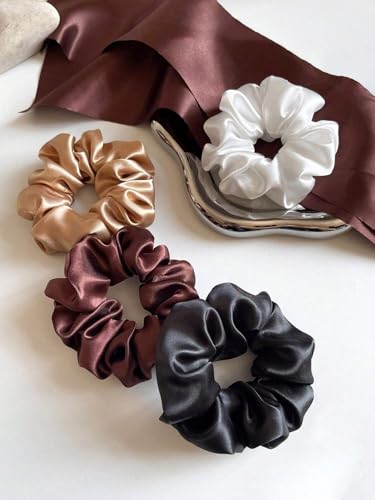 4pcs Elegant Ponytail Headband With High-end Retro Style Hair Loop, Hair Tie Soft Satin Pleated Hairband Hair Ring,Gift