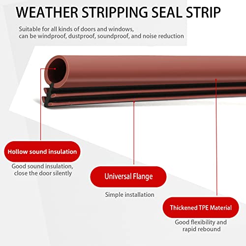 5/16" Windows Kerf Weather Stripping Seal Strip, Window Bulb Kerf Mount, Tpe Flange Easily Applied To Windows Frame Card Slot Installation(Brown 30Feet) #TOP3