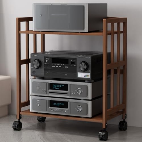 Soporte de madera de 2/3 niveles, torre de entretenimiento para reproductor de CD y reproductor de discos, armario esquinero de TV para consolas de juegos, cajas de cables y routers elegantes muebles