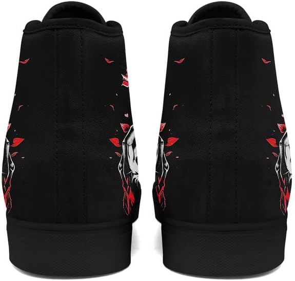 Skull High Top Sneaker for Men Women Fashion Rose Gothic Black Canvas Shoes Unisex Lace Up Casual Tennis Walking Flat Shoes - Image 5