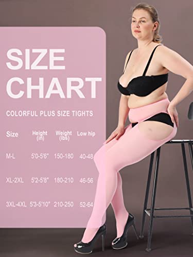 Image of HONENNA Plus Size Suspender Tights for Women, Semi Opaque Sexy Garter Belt Nylons Mock Thigh High stockings