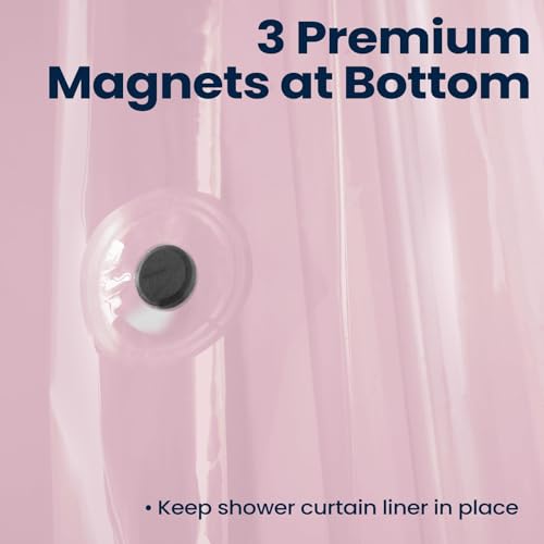 Image of downluxe Shower Curtain Liner, PEVA Plastic Shower Liner with 3 Magnets, 72 inch x 72 inch Waterproof Bathroom Curtain, Pink, 1 Pack