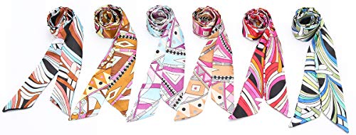 Obosoyo 6pcs Fashion Bag Handbag Handle Ribbon Scarf Neckerchief Scarf Package Band Hair Head Decoration (6pcs Scarf C)