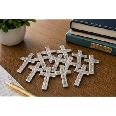 Westmon Works God Loves You Metal Cross Pocket Size Christian Faith Reminder with Holy Prayer Cards, Set of 10