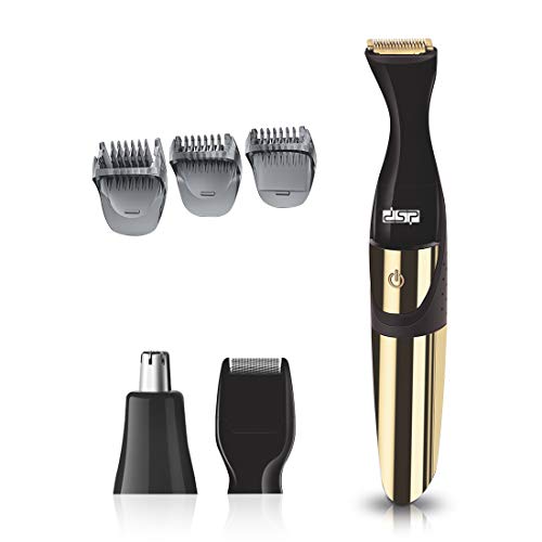 DSP Professional Nose Hair Trimmer Electric Ear Hair Trimmer Painless Eyebrow and Facial Hair Trimmer for Men and Women 3 in 1 Mute Washable Portable Battery Powered (Gold)