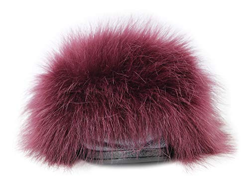 Image of Big Faux Fur Slides, Furry Slippers for Women Fuzzy Fluffy Sandals Shoes