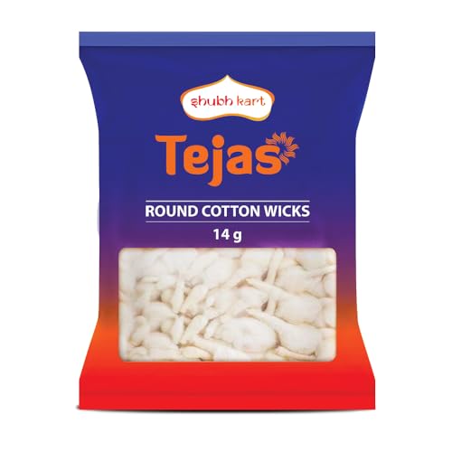 Image of Shubhkart Tejas Round Cotton Wicks for Diya | 750 Jyot Batti Pack of 10 | White Handmade Phool Batti for Puja, Aarti, Mandir & Diwali Decoration | Pure Cotton Diya Wicks | GOL Batti for Daily Rituals