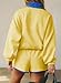 miduo Womens Fashion 2026 Lapel Collared Color Block Two Piece Sets Long Sleeve Oversized Sweatshirts Pullover and Shorts Set Athletic Matching Sets Yellow L