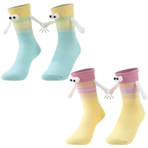 Utensilsto 2 Paar Lustige Socken mit magnetischen Händen Lustige Hand in Hand Magnetischen Socken 37-41 Lustige Geschenke für Paare Partner Freund Familie Kollegen für Liebe und Freundschaf