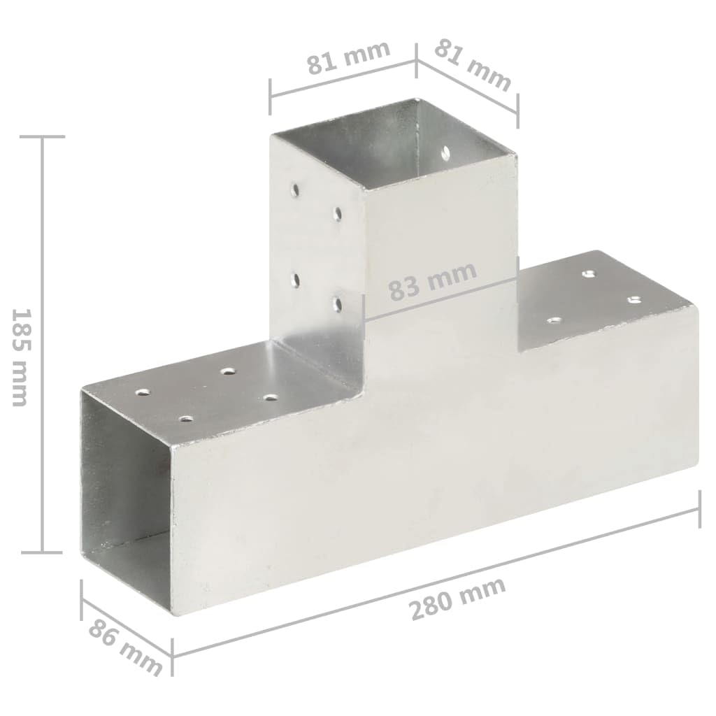 vidaXL Connettore per Pali a Forma di T in Metallo 81x81 mm