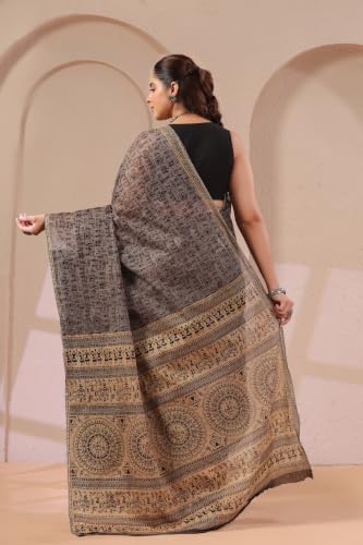 Image of TAMAIRA FASHION Mulmul Pure Cotton Saree For Woman Warli Printed |Office Wear Daily Wear Sarees For Women Without Blouse Piece(Available in 16 Colours)