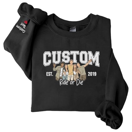 Custom Embroidered Sweatshirt – Upload Your Picture for Couples, Family, or Friends – Style 1