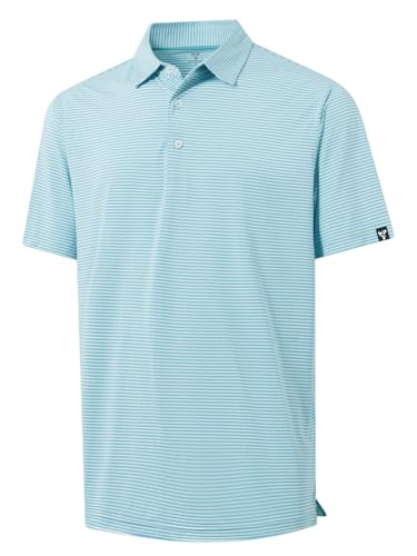 Image of Men' s Golf Shirts Short Sleeve Performance Moisture Wicking Dry Fit Striped Golf Polo Shirts for Men